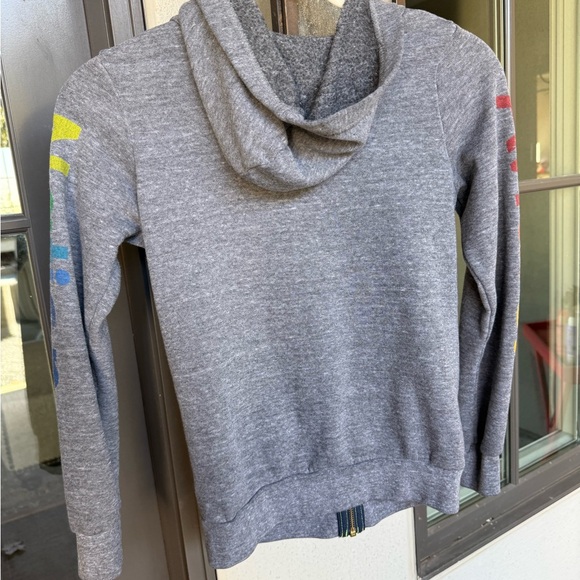 Aviator Nation Gray Hoodie with Rainbow Accents - Picture 2 of 5